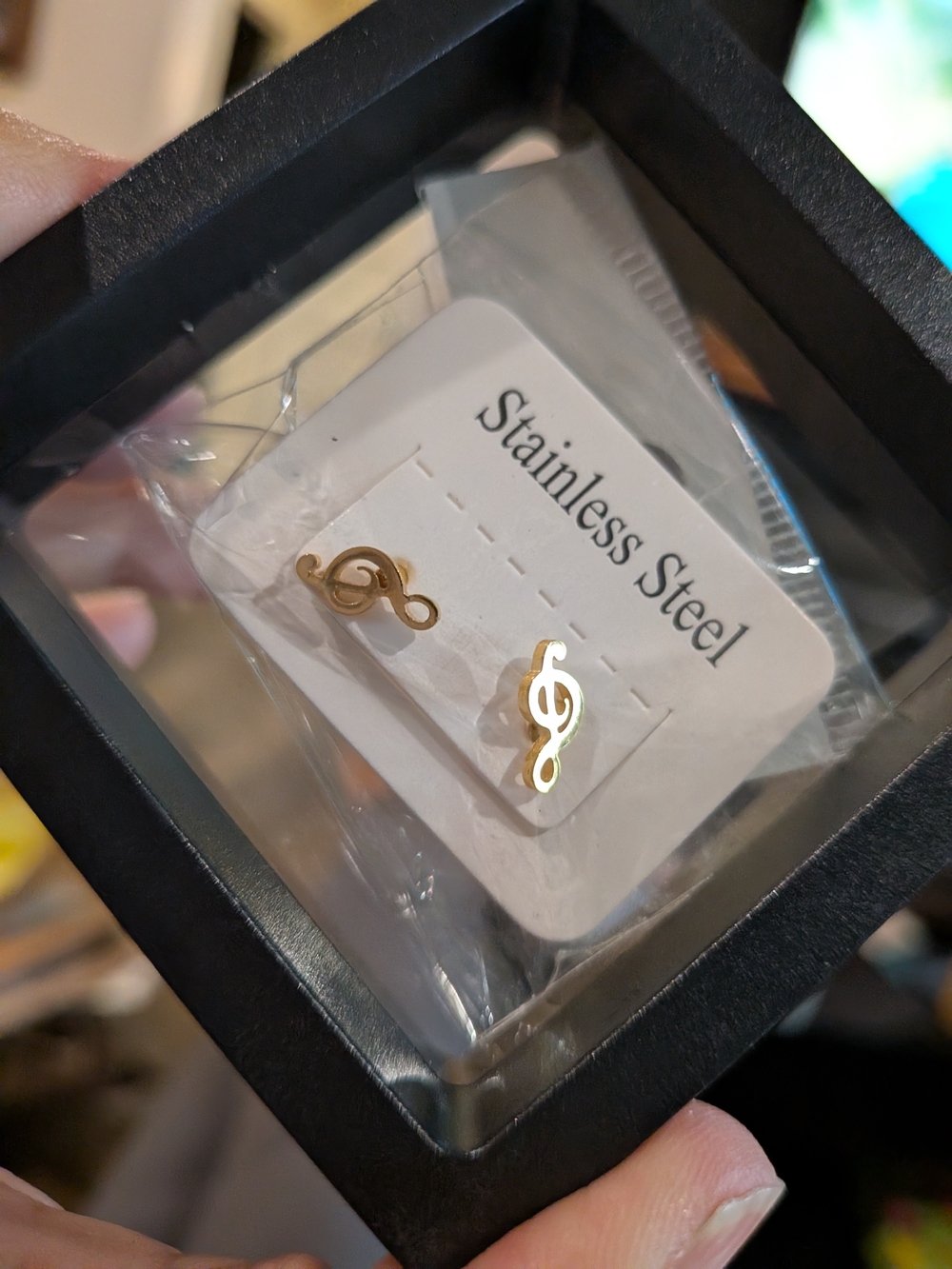 Gold Treble Clef Stainless Steel Stud Earrings - Women Jewelry‎